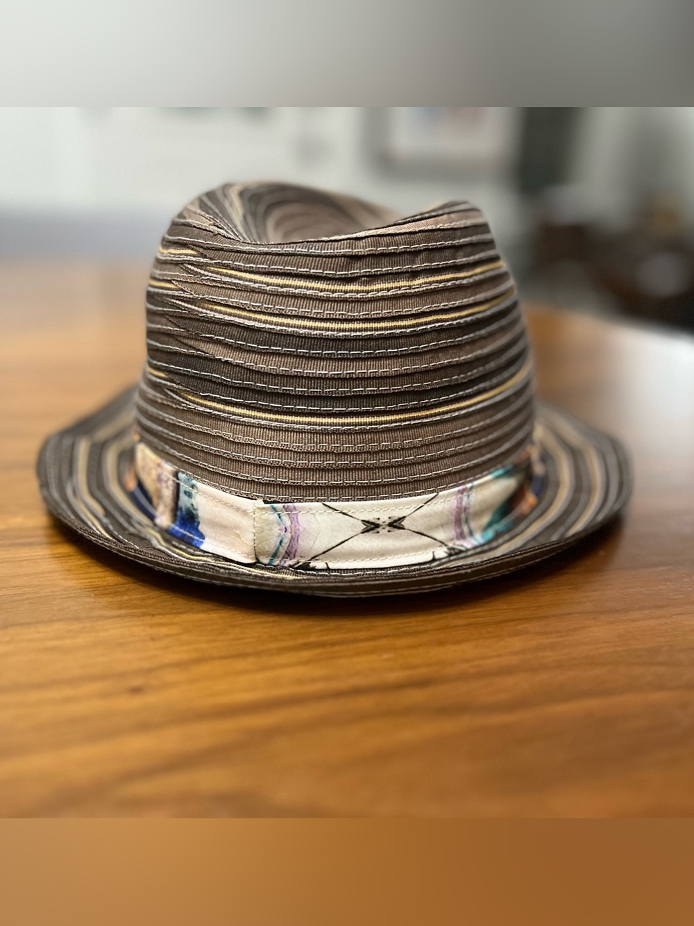 Robert Graham Brown Striped Fedora with Multicolor Band - Picture 3 of 8